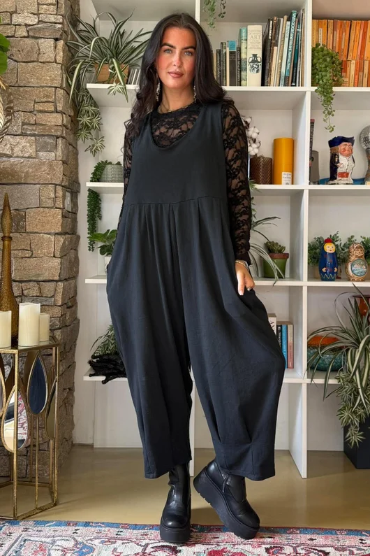 Lace Body Skim Top Black
